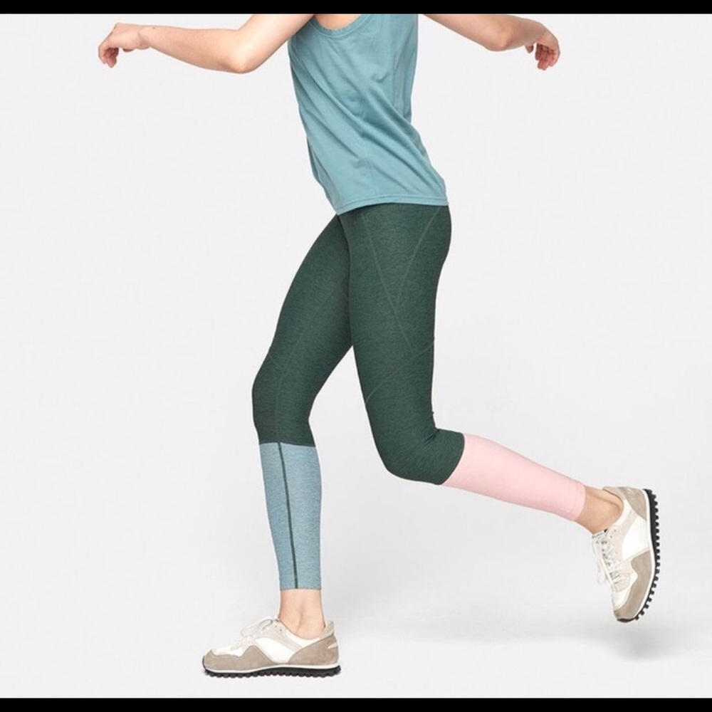Outdoor Voices Green Dipped Warm Up  Leggings